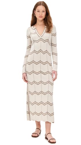 Splendid Women's x Cella Jane Chevron Caftan, Pearl/Wood, Off
